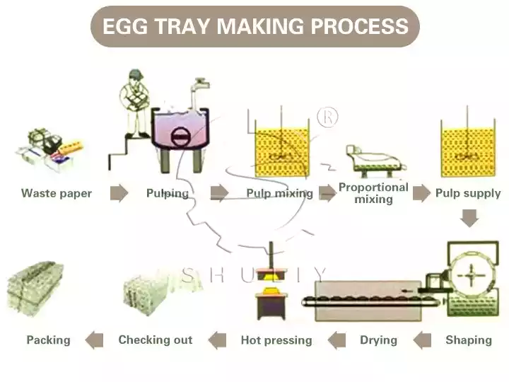 processus de fabrication d'un plateau à œufs